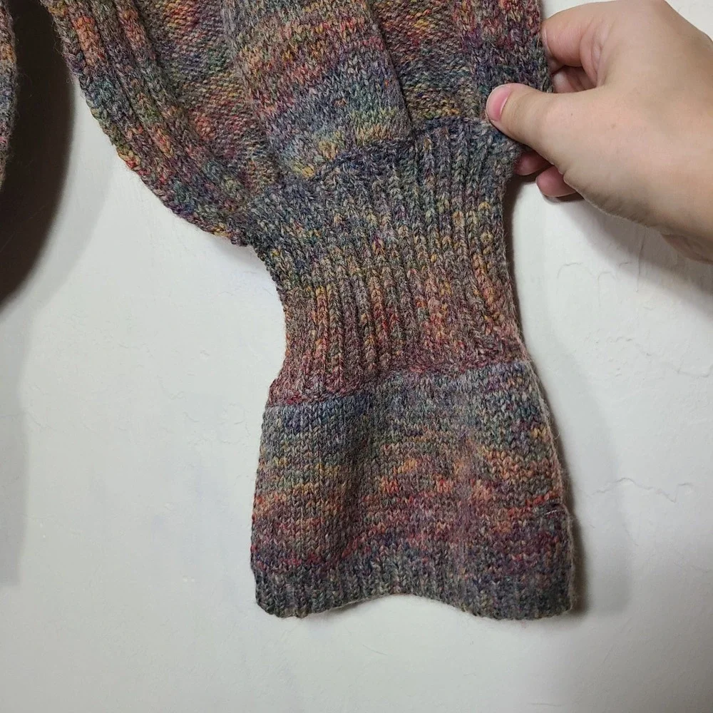 Chunky Wool Blend Knit Scarf Multi Color Earthy Goblin Folk Whimsical‎ Grunge
